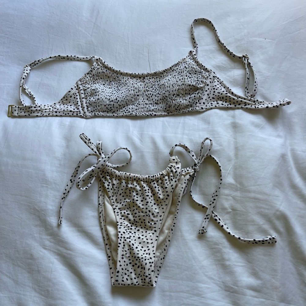 Cream Polka Dot Bikini Set